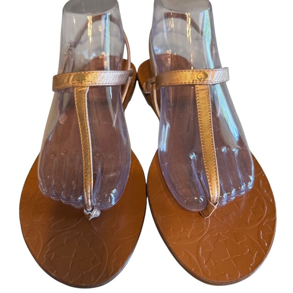 Kate Spade Rose Gold T-Strap Sandals Size 8.5 Leather